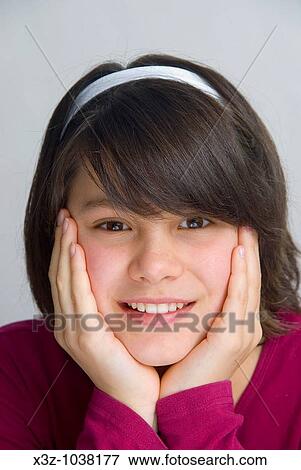 Stock Photo - A pretty freshfaced 11 year old girl. Fotosearch