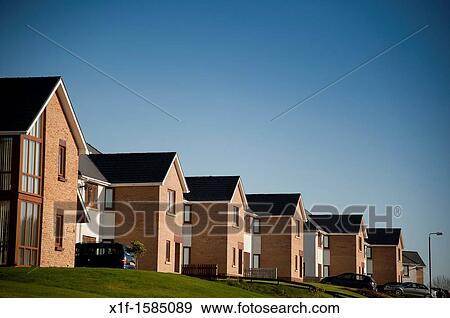 Stock Photo - a row of? executive? detached houses on a private estate, Aberystwyth Ceredigion Wales UK. Fotosearch