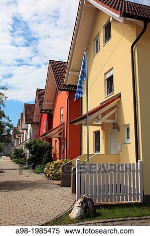 A row of new townhomes in Bavaria, Germany, Europe. View Large Photo Image Stock Photography - A row of new townhomes in Bavaria, Germany, Europe.. Fotosearch