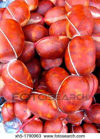 A sausage or chorizo, made from Spanish pigs, Madrid, Spain. View Large Photo Image Stock Image - A sausage or chorizo, made from Spanish pigs, Madrid, Spain.. Fotosearch
