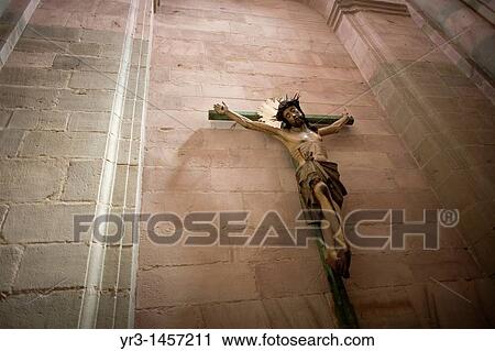 A sculpture of Jesus Christ crucified is displayed in the Cathedral of Astorga, Spain. View Large Photo Image Stock Image - A sculpture of Jesus Christ crucified is displayed in the Cathedral of Astorga, Spain.. Fotosearch