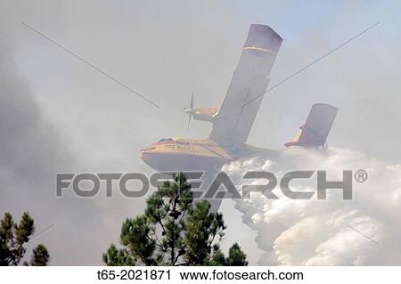 A seaplane plans dropping water on a forest fire in Galicia, Spain View Large Photo Image Stock Image - A seaplane plans dropping water on a forest fire in Galicia, Spain. Fotosearch