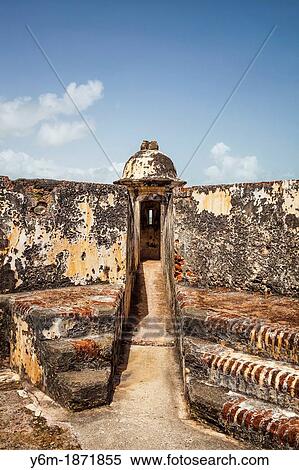 Stock Photography - A sentry box, Castillo San Felipe del Morro, San Juan National Historic Site, a national park in Old San Juan, Puerto Rico. Fotosearch