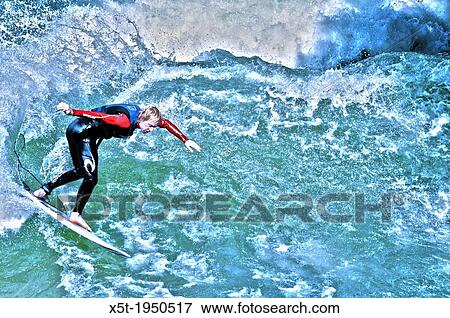 A surfer in Eisbach River, Munich, Germany. View Large Photo Image Stock Photo - A surfer in Eisbach River, Munich, Germany.. Fotosearch