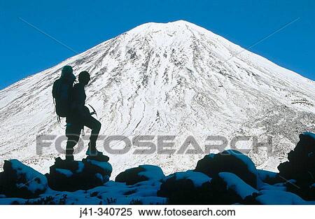 A tramper silhouetted against the symmetrical cone of Mr. Ngauruhoe, Tongariro National Park. New Zealand View Large Photo Image Stock Photography - A tramper silhouetted against the symmetrical cone of Mr. Ngauruhoe, Tongariro National Park. New Zealand. Fotosearch