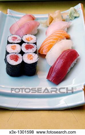 A variety of Sushi Sashimi and Rolls View Large Photo Image Stock Photo - A variety of Sushi Sashimi and Rolls. Fotosearch