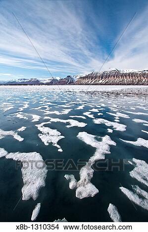Picture - A view of Isfjorden Ice fjord on the western side of Spitsbergen Island in the Svalbard Archipelago, Norway. Fotosearch