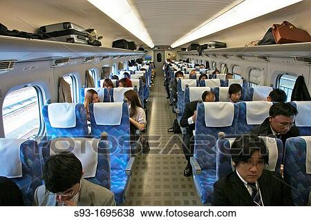 A view of the seating inside a bullet train Shinkansen View Large Photo Image Stock Photo - A view of the seating inside a bullet train Shinkansen. Fotosearch