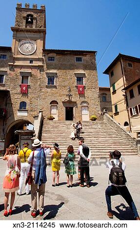 A wedding at the Townhall, Palazzo Comunale, Town Hall, Piazza della Repubblica, Republic Square, Cortona, Province Arezzo, Tuscany, Italy, Europe. View Large Photo Image Stock Photography - A wedding at the Townhall, Palazzo Comunale, Town Hall, Piazza della Repubblica, Republic Square, Cortona, Province Arezzo, Tuscany, Italy, Europe.. Fotosearch