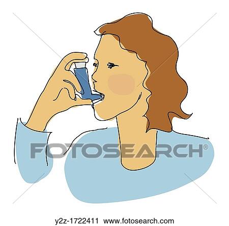 A woman with brown hair breathing in her asthma inhaler View Large Photo Image Stock Image - A woman with brown hair breathing in her asthma inhaler. Fotosearch