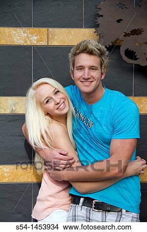 Picture - A young couple together outdoors in Spokane, Washington, USA.. Fotosearch