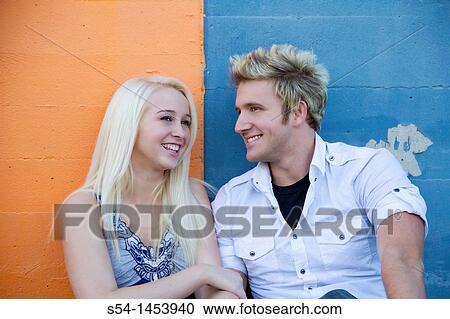 Stock Image - A young couple together outdoors in Spokane, Washington, USA.. Fotosearch