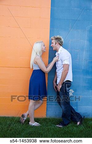 Stock Photo - A young couple together outdoors in Spokane, Washington, USA.. Fotosearch