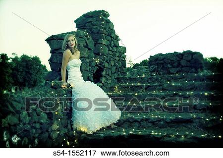 Stock Photo - A young woman outdoors in Spokane, Washington, USA. Fotosearch