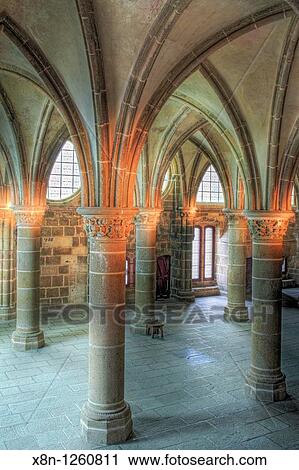 Abbey, Mont Saint-Michel, Manche department, Lower Normandy, France View Large Photo Image Stock Image - Abbey, Mont Saint-Michel, Manche department, Lower Normandy, France. Fotosearch