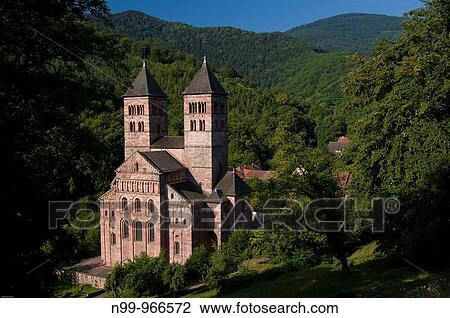 Stock Image - Abbey of Murbach, romanic style, Vosges, Alsace, France. Fotosearch
