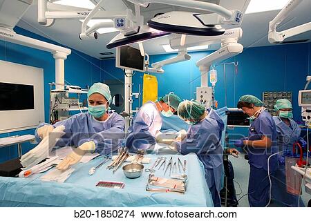 Picture - Abdominal Hernia Surgery, Surgeon, General Emergency Surgery, Operating Theatre, Donostia Hospital, San Sebastian, Donostia, Gipuzkoa, Basque Country, Spain. Fotosearch