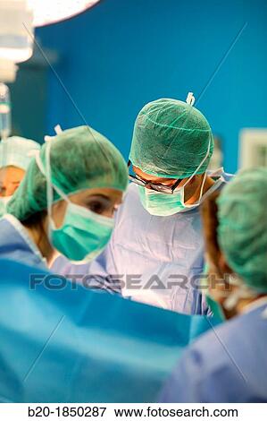 Stock Photo - Abdominal Hernia Surgery, Surgeon, General Emergency Surgery, Operating Theatre, Donostia Hospital, San Sebastian, Donostia, Gipuzkoa, Basque Country, Spain. Fotosearch
