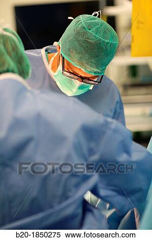 Stock Photography - Abdominal Hernia Surgery, Surgeon, General Emergency Surgery, Operating Theatre, Donostia Hospital, San Sebastian, Donostia, Gipuzkoa, Basque Country, Spain. Fotosearch