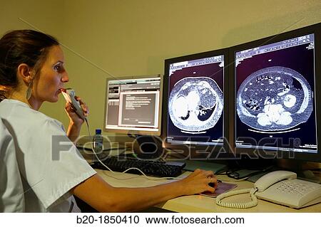 Stock Image - Abdominopelvic CT scan, Radiology Interpretation Review, Radiology Department, Donostia Hospital, San Sebastian, Donostia, Gipuzkoa, Basque Country, Spain. Fotosearch