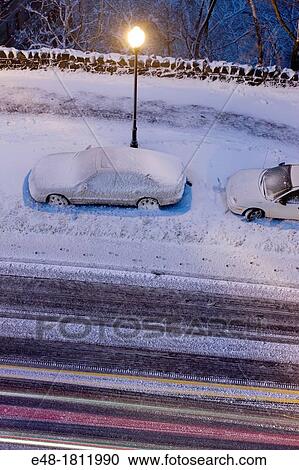 ABOVE SNOW COVERED AUTOS ROAD AND SIDEWALK View Large Photo Image Stock Image - ABOVE SNOW COVERED AUTOS ROAD AND SIDEWALK. Fotosearch