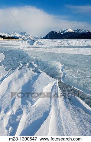 Abraham Lake in winter, Alberta Canada View Large Photo Image Stock Photo - Abraham Lake in winter, Alberta Canada. Fotosearch