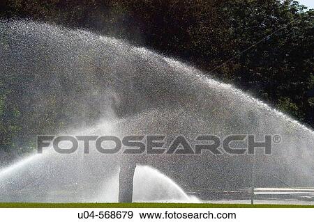 Abundant flow from lawn sprinklers View Large Photo Image Stock Photo - Abundant flow from lawn sprinklers. Fotosearch