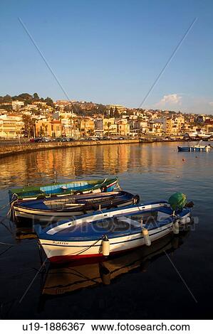 Stock Photo - Aci Trezza, the town in the Commune of Aci Castello, Sicily, Italy. Fotosearch