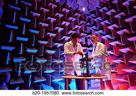 Stock Image - Acoustic chamber. EMC & Telecom Lab. Certification of Low Voltage Electrical & Electronic Products. Technological Services to Industry. Tecnalia Research & innovation, Bizkaia, Basque Country, Spain.. Fotosearch