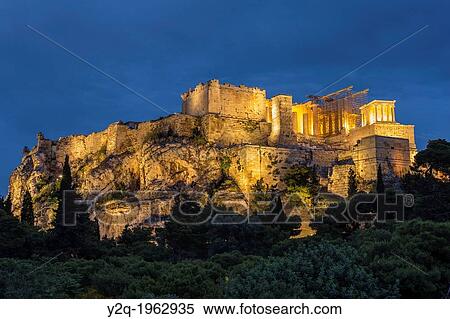 Acropolis Hill with the Parthenon construction shot in blue hour, Athens, Greece. View Large Photo Image Stock Photography - Acropolis Hill with the Parthenon construction shot in blue hour, Athens, Greece.. Fotosearch