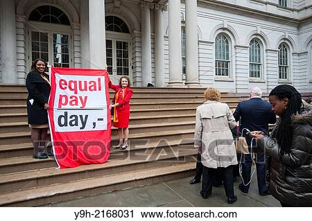 Activists, community leaders and politicians gather on the steps of City Hall in New York to rally against pay disparity on Equal Pay Day View Large Photo Image Stock Image - Activists, community leaders and politicians gather on the steps of City Hall in New York to rally against pay disparity on Equal Pay Day. Fotosearch