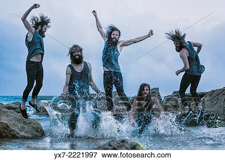 Stock Photo - Actor Santi Senso going crazy. Tarifa, Cadiz, Andalusia, Spain, Europe.. Fotosearch