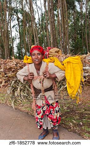 Addis Ababa Ethiopia Africa poor neighborhood woman carrying big load of fire wood in Shero Meda area 2 View Large Photo Image Stock Photo - Addis Ababa Ethiopia Africa poor neighborhood woman carrying big load of fire wood in Shero Meda area 2. Fotosearch