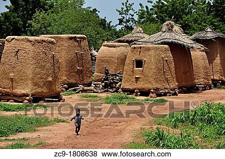 Stock Photo - Adobe granaries for millet Mali. Fotosearch