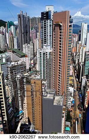 Aerial view of buildings and streets, Hong Kong Island, Hong Kong, China, East Asia. View Large Photo Image Stock Photo - Aerial view of buildings and streets, Hong Kong Island, Hong Kong, China, East Asia.. Fotosearch