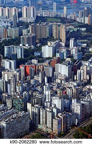 Aerial view of buildings, Kowloon, Hong Kong, China, East Asia. View Large Photo Image Stock Image - Aerial view of buildings, Kowloon, Hong Kong, China, East Asia.. Fotosearch