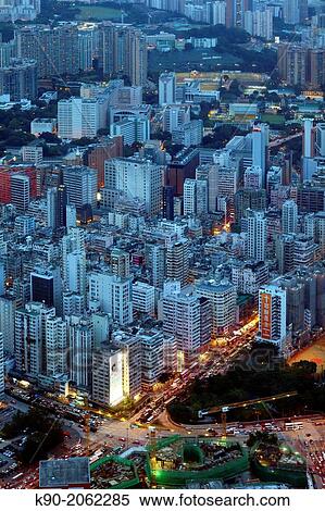 Aerial view of buildings, Kowloon, Hong Kong, China, East Asia. View Large Photo Image Stock Photography - Aerial view of buildings, Kowloon, Hong Kong, China, East Asia.. Fotosearch
