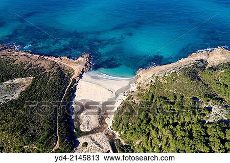 Aerial view of Cala Torta, North Island, Mallorca, Balearic Island, Spain. View Large Photo Image Stock Image - Aerial view of Cala Torta, North Island, Mallorca, Balearic Island, Spain.. Fotosearch