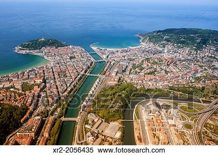 Aerial view of Concha Bay, Donostia - San Sebastian, Basque Country. View Large Photo Image Stock Photography - Aerial view of Concha Bay, Donostia - San Sebastian, Basque Country.. Fotosearch