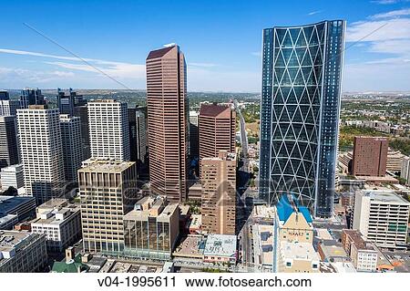 Aerial view of Downtown Calgary with Bow Tower in Alberta, Canada View Large Photo Image Stock Image - Aerial view of Downtown Calgary with Bow Tower in Alberta, Canada. Fotosearch