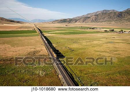 Aerial view of freight train, Mona, Utah, USA View Large Photo Image Stock Image - Aerial view of freight train, Mona, Utah, USA. Fotosearch