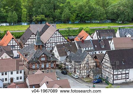 Aerial view of Helmarhausen, a suburb of Bad Karlshafen, Hesse, Germany, Europe View Large Photo Image Stock Photo - Aerial view of Helmarhausen, a suburb of Bad Karlshafen, Hesse, Germany, Europe. Fotosearch