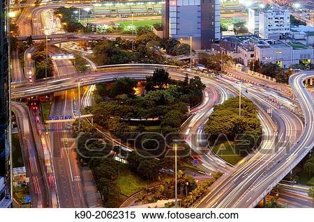 Aerial view of highway, Hong Kong, China, East Asia. View Large Photo Image Stock Photography - Aerial view of highway, Hong Kong, China, East Asia.. Fotosearch