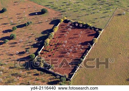 Stock Image - Aerial view of Mallorca land, Balearic Island, Spain.. Fotosearch