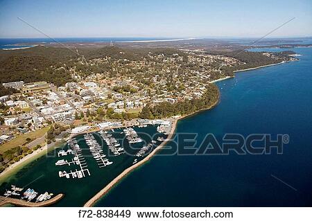 Aerial view of Marina, Nelson Bay, Port Stephens, New South Wales, Australia View Large Photo Image Stock Photo - Aerial view of Marina, Nelson Bay, Port Stephens, New South Wales, Australia. Fotosearch