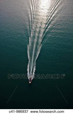Aerial view of motorboat View Large Photo Image Stock Photo - Aerial view of motorboat. Fotosearch
