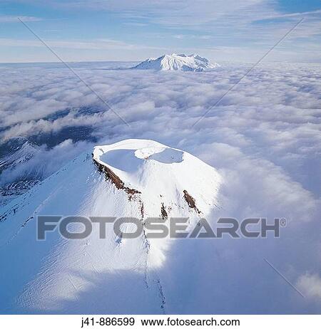 Stock Photo - Aerial view of Mt Ngauruhoe and Ruapehu Tongariro National Park New Zealand. Fotosearch