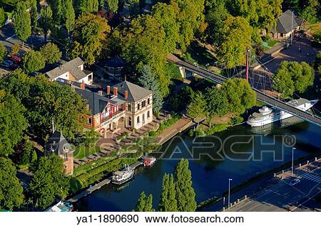 Aerial view of old Casino on Sarre river, Sarreguemines, Moselle, Lorraine, France View Large Photo Image Stock Image - Aerial view of old Casino on Sarre river, Sarreguemines, Moselle, Lorraine, France. Fotosearch