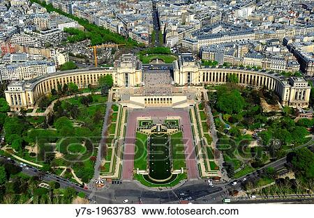 Aerial view of Paris Trocadero from Eiffel tower in Paris, France, Europe. View Large Photo Image Stock Image - Aerial view of Paris Trocadero from Eiffel tower in Paris, France, Europe.. Fotosearch