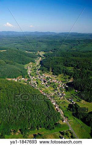 Aerial view of Reyersviller village in valley, Natural regional park of Northern Vosges, Moselle, Lorraine, France View Large Photo Image Stock Image - Aerial view of Reyersviller village in valley, Natural regional park of Northern Vosges, Moselle, Lorraine, France. Fotosearch